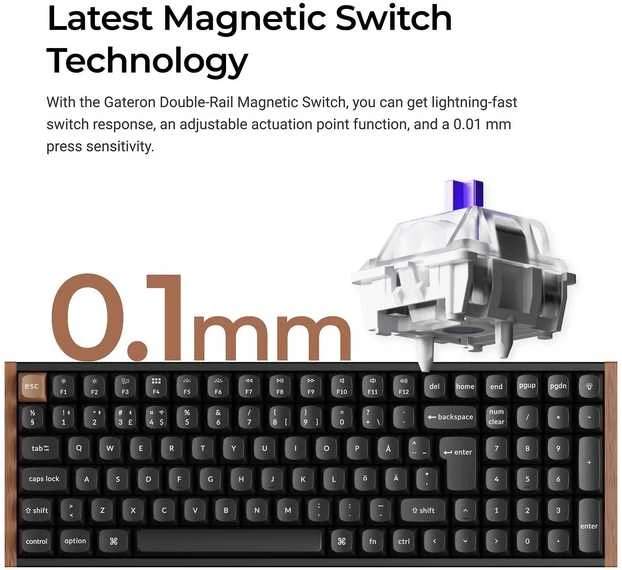 Klaviatūra Keychron K4 HE SE langaton näppäimistö, Violetinė Magnetic kytkimet, musta