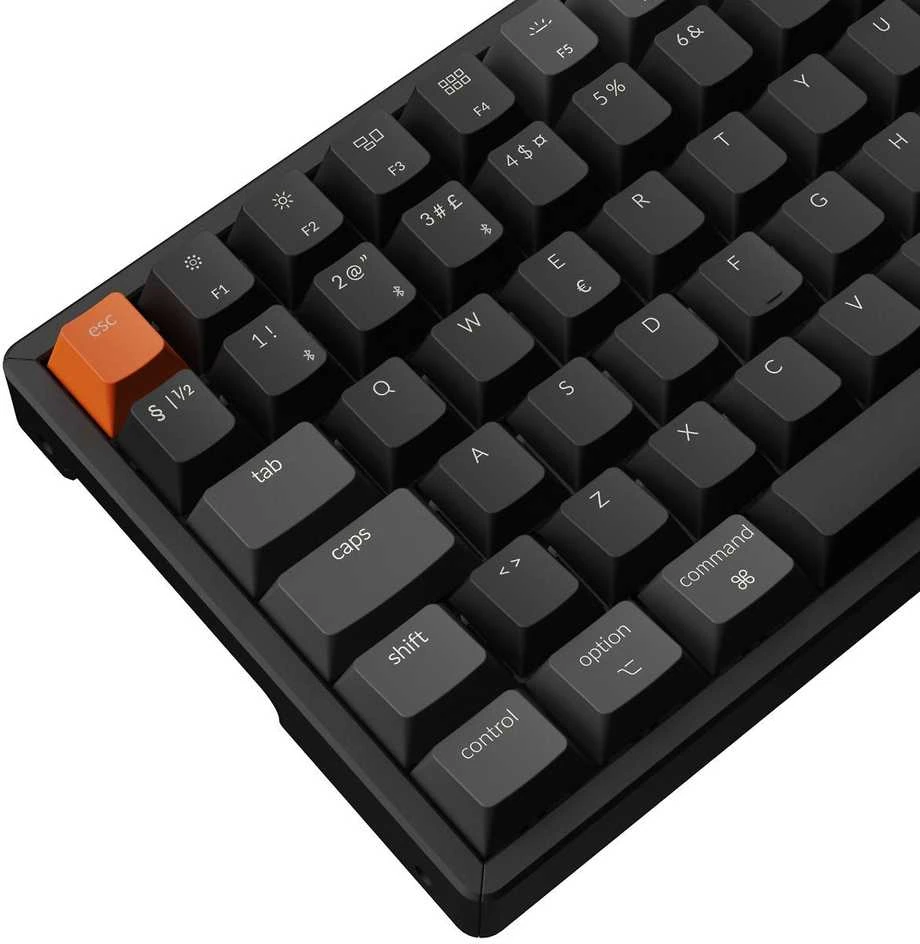 Klaviatūra Keychron K4 QMK, 96%, su laidu & Wireless, USB + RF belaidė + Bluetooth, Magnetic-mechaninė key switch, RGB LED, Juodas