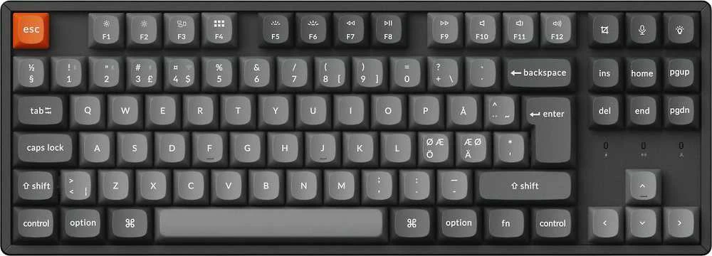 Klaviatūra Keychron K8 Max, su laidu & Wireless, USB + RF belaidė + Bluetooth, Mechaninė, QWERTY, RGB LED, Juodas