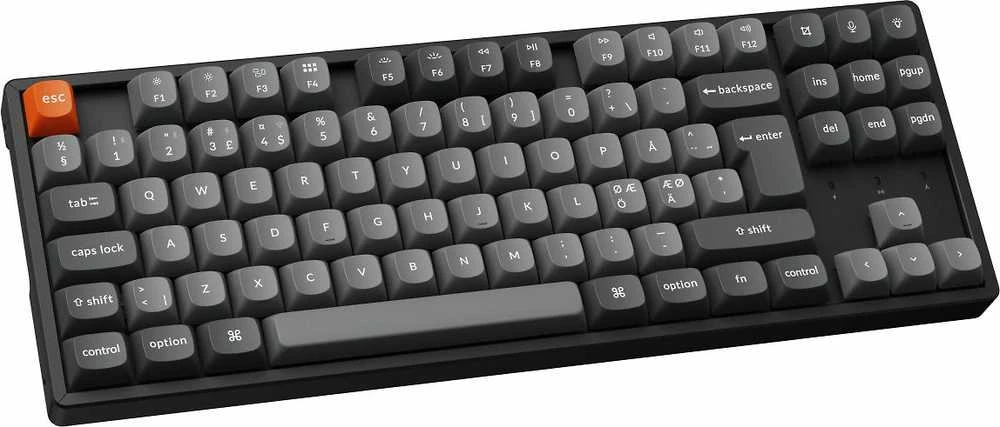 Klaviatūra Keychron K8 Max, su laidu & Wireless, USB + RF belaidė + Bluetooth, Mechaninė, QWERTY, RGB LED, Juodas