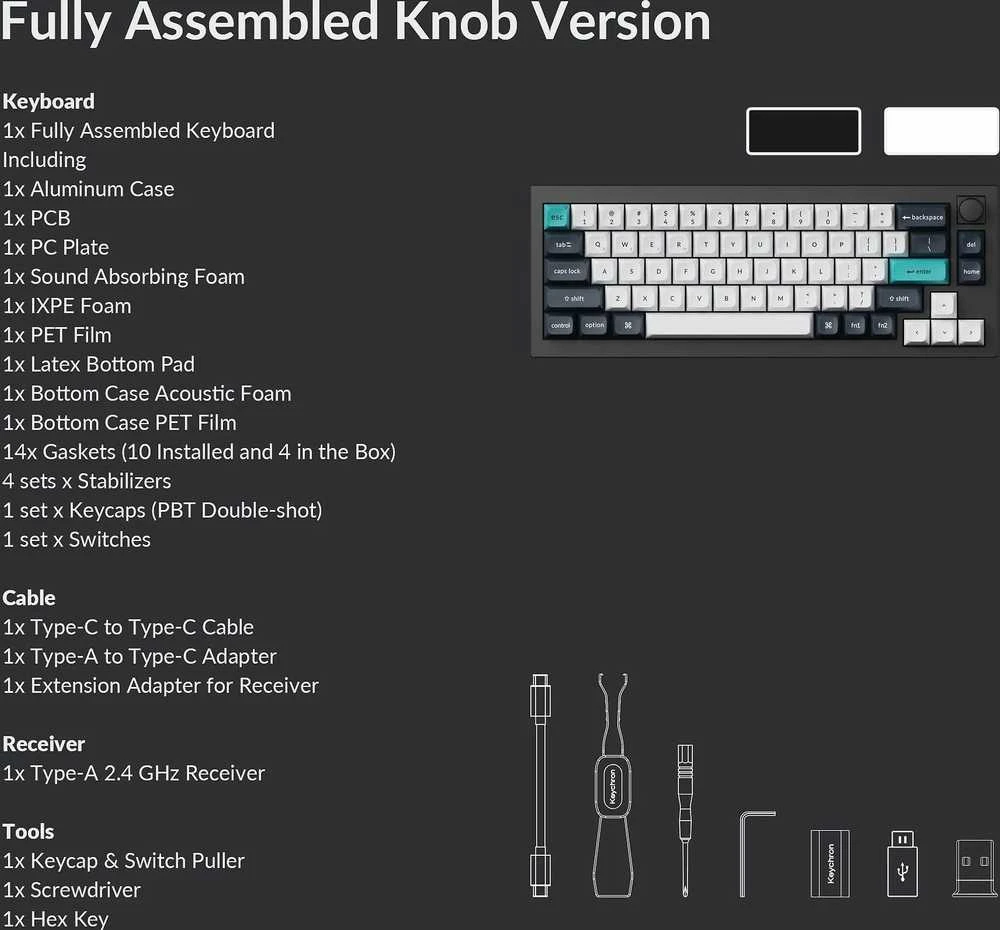 Klaviatūra Keychron Q2 Max, laidinis ir belaidis, USB + RF belaidis + „Bluetooth“, magnetinis-mechaninis rakto jungiklis, RGB LED, juodas, anglies pluošto
