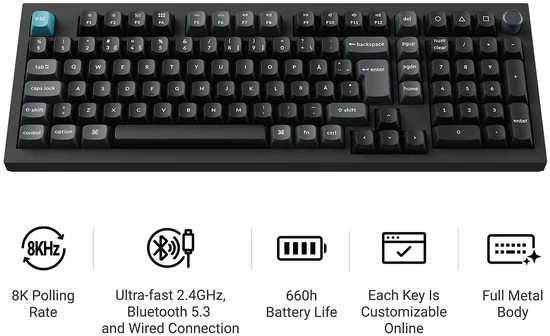 Klaviatūra Keychron Q5 Ultra 96% 8K Wireless Tri-Mode Juodas Keychron POM Brown