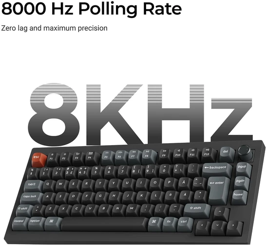 Klaviatūra Keychron V1 Ultra 75% 8K Wireless Tri-Mode Juodas Keychron POM Brown