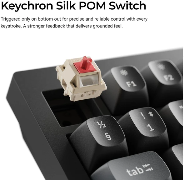 Klaviatūra Keychron V1 Ultra 75% 8K Wireless Tri-Mode Juodas Keychron POM Brown