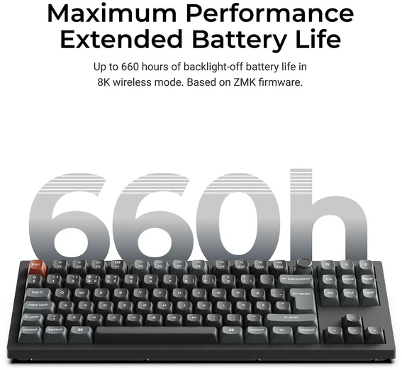 Klaviatūra Keychron V3 Ultra 80% 8K Wireless Tri-Mode Juodas Keychron POM Raudona
