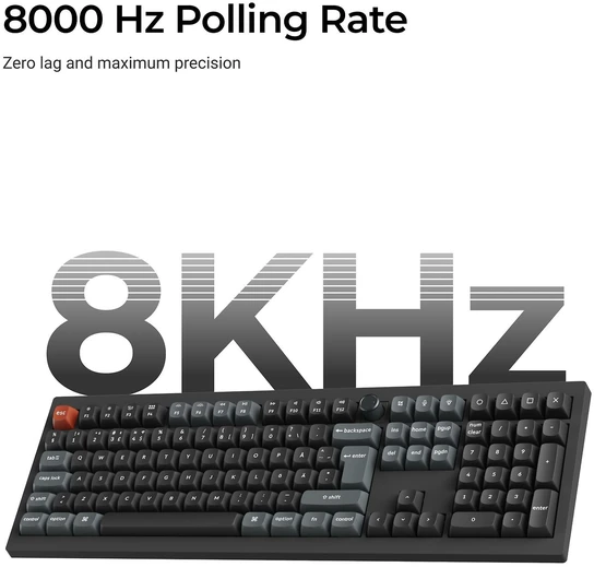 Belaidė mechaninė klaviatūra Keychron V6 Ultra 8K, Rudi (Brown) jungikliai, Nordic išdėst., Juoda