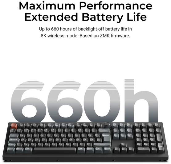 Belaidė mechaninė klaviatūra Keychron V6 Ultra 8K, Rudi (Brown) jungikliai, Nordic išdėst., Juoda