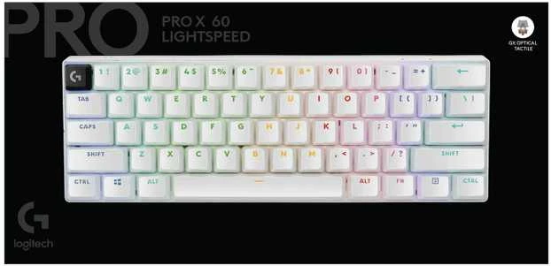 Klaviatūra Logitech Pro X 60 Tactile SWE (W), balta