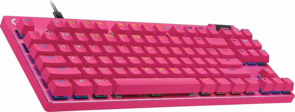 Klaviatūra Logitech G 920-013251, su laidu, USB, Magnetic-mechaninė key switch, QWERTY, LED, Rožinė