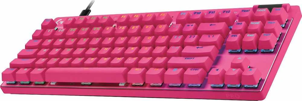 Klaviatūra Logitech G 920-013251, su laidu, USB, Magnetic-mechaninė key switch, QWERTY, LED, Rožinė
