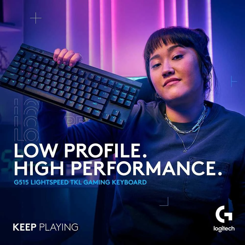 Belaidė klaviatūra Logitech G515 LIGHTSPEED TKL,  Juodos spalvos, Išdėstymas: Šiaurės šalių