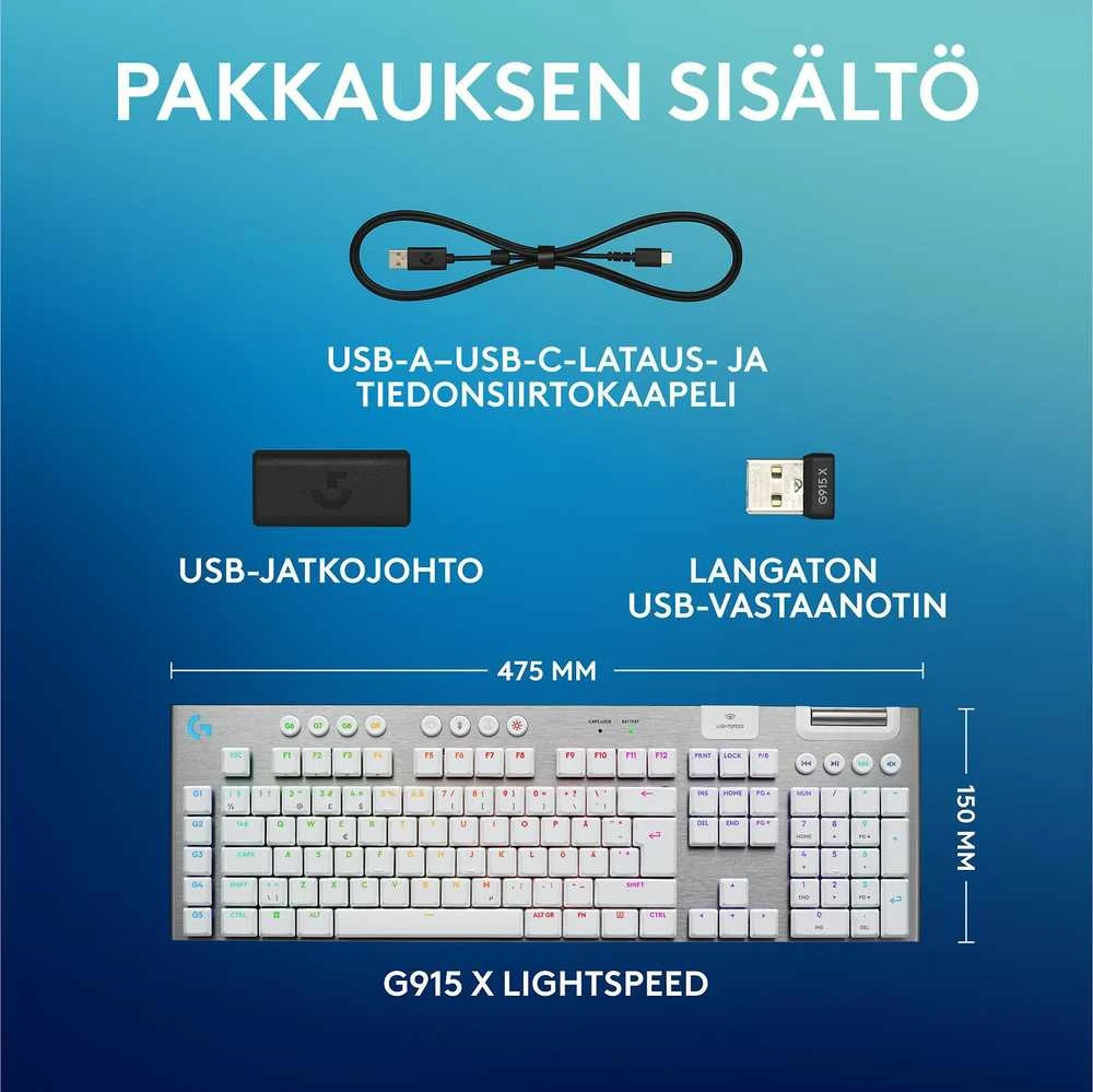 „Logitech“ – „G915 X LIGHTSPEED“ žemo profilio belaidė žaidimų klaviatūra