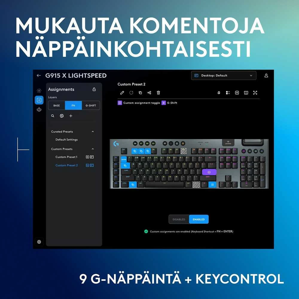 Klaviatūra Logitech G915 X LIGHTSPEED - belaidė G KB- Juodas-PAN-EMEA28I-935