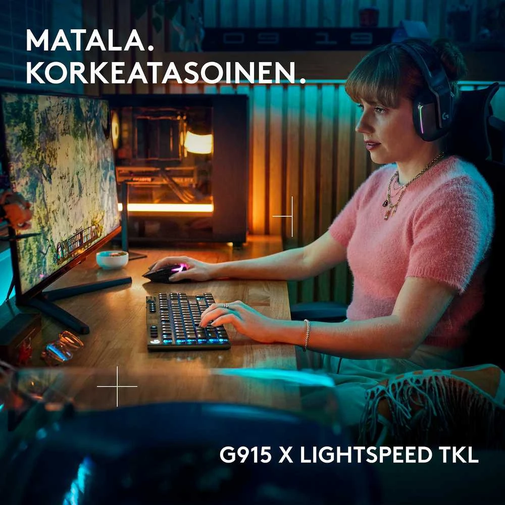 Logitech – G915 X LIGHTSPEED TKL žemo profilio belaidė žaidimų klaviatūra