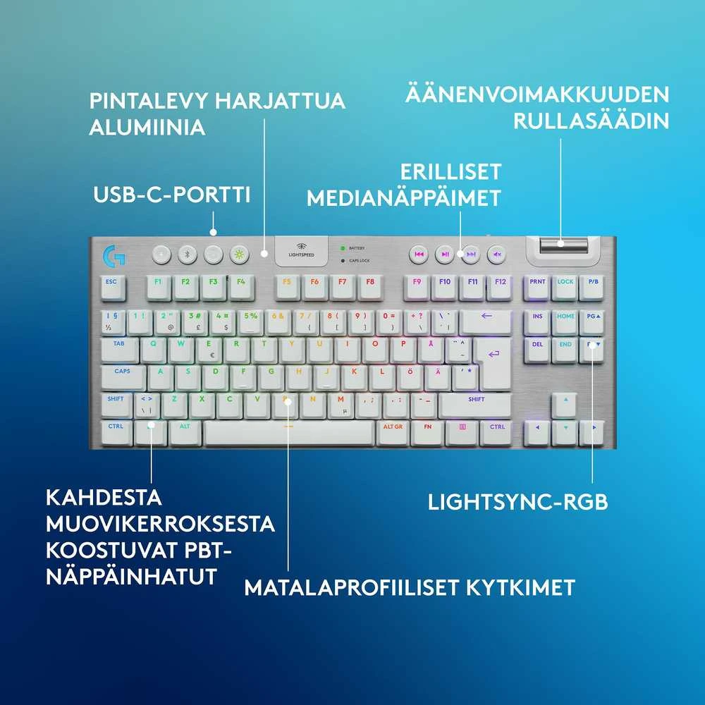 „Logitech“ – „G915 X LIGHTSPEED TKL“ žemo profilio belaidė žaidimų klaviatūra