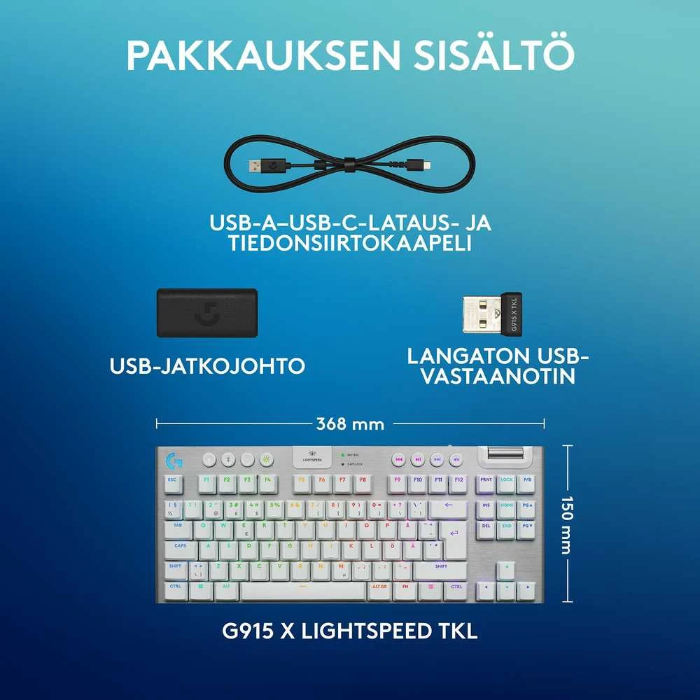 „Logitech“ – „G915 X LIGHTSPEED TKL“ žemo profilio belaidė žaidimų klaviatūra