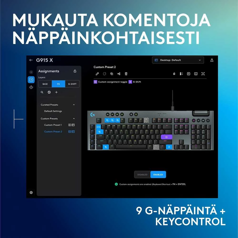 Klaviatūra Logitech G915 X su laidu G KB/Juodas - PAN - EMEA28I-935