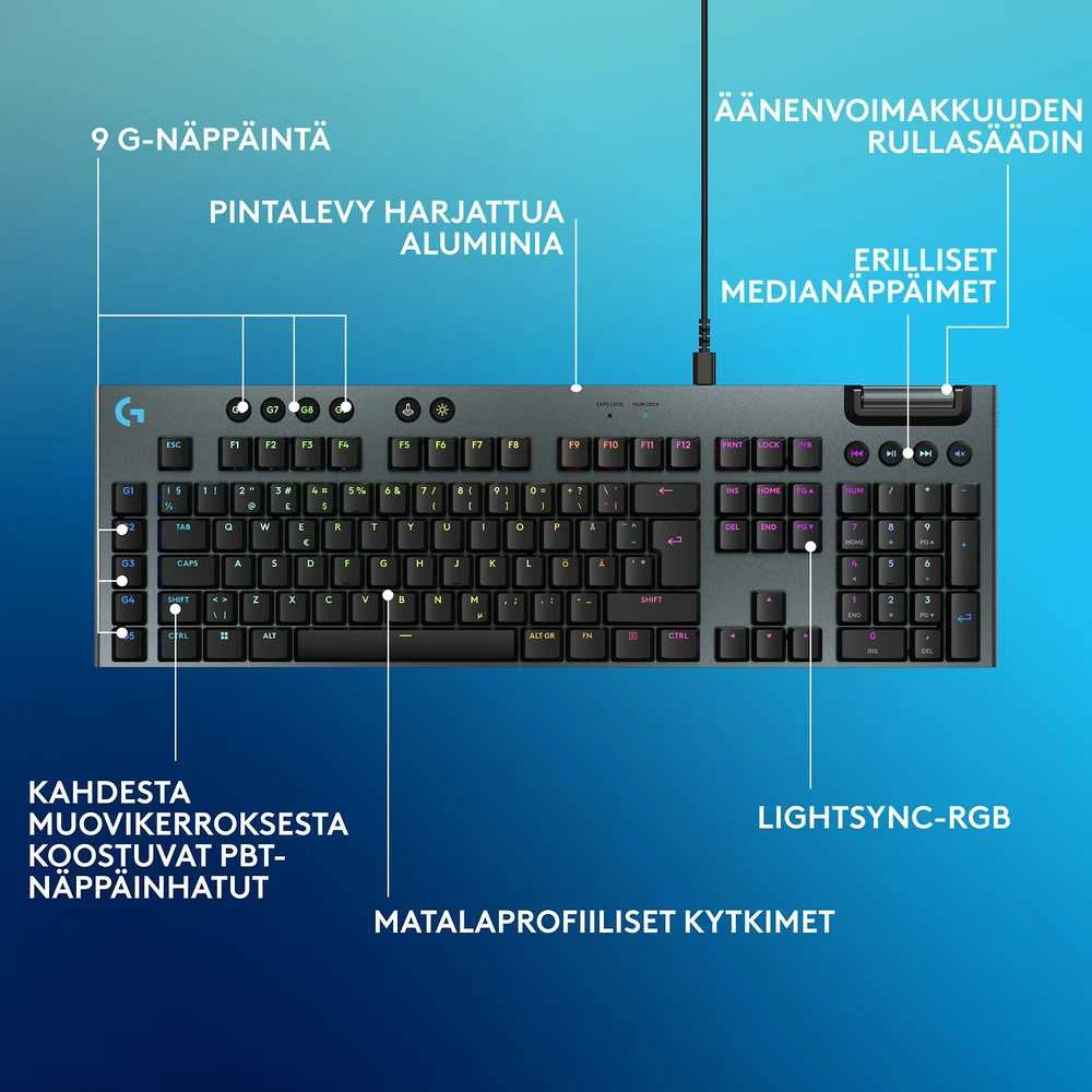 Klaviatūra Logitech G915 X su laidu G KB/Juodas - PAN - EMEA28I-935