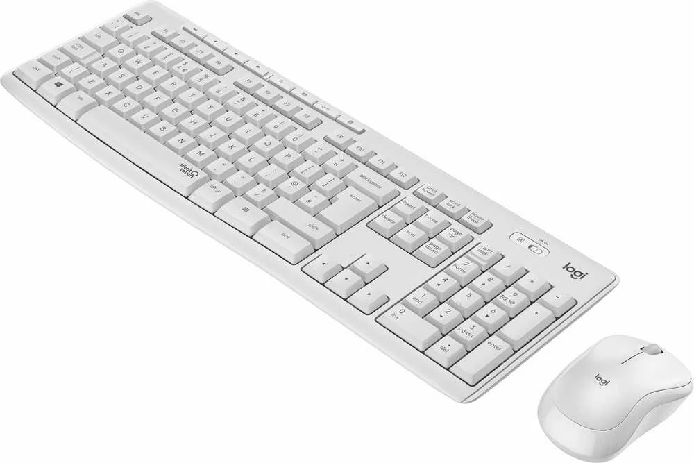Belaidė klaviatūra su pele Logitech MK295, NORDIC išdėstymas, baltos spalvos