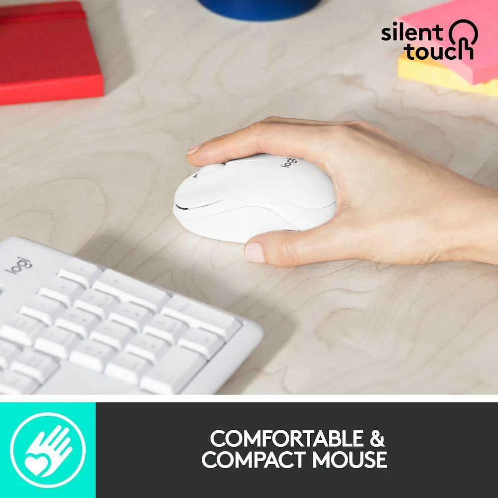 Belaidė klaviatūra su pele Logitech MK295, NORDIC išdėstymas, baltos spalvos