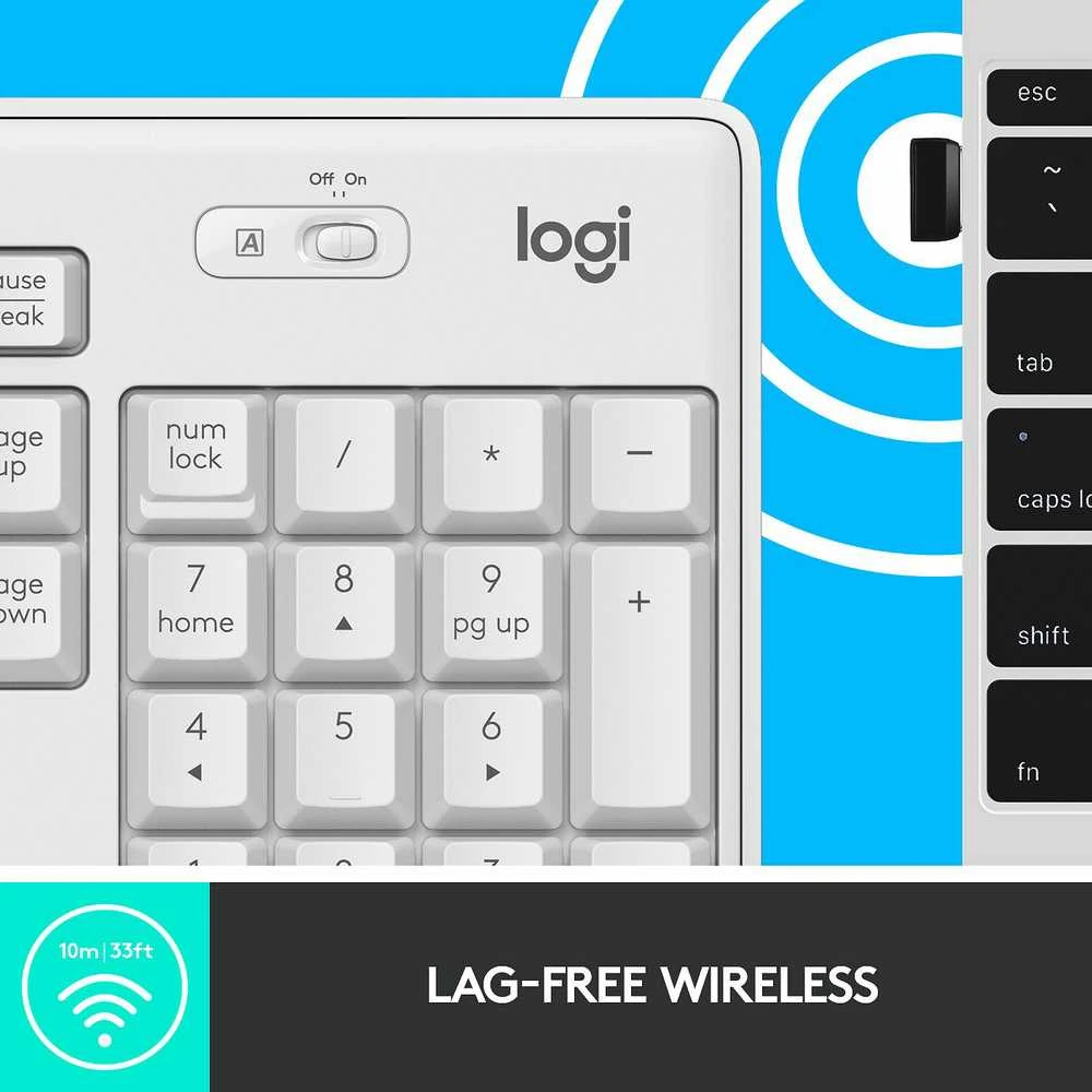 Belaidė klaviatūra su pele Logitech MK295, NORDIC išdėstymas, baltos spalvos