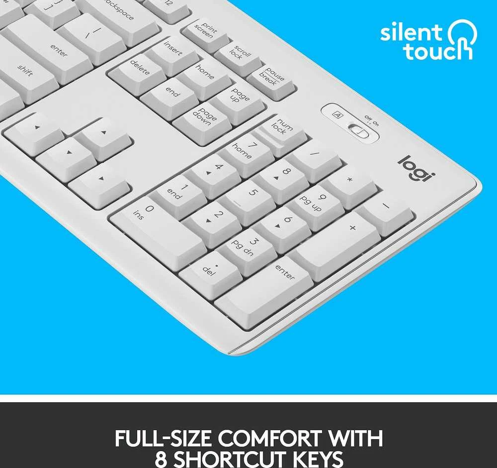 Belaidė klaviatūra su pele Logitech MK295, NORDIC išdėstymas, baltos spalvos
