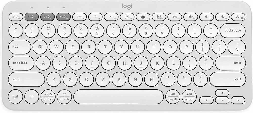 Belaidė klaviatūra Logitech PEBBLE KEYS 2 K380S, Baltos spalvos, Išdėstymas: Šiaurės šalių (Qwerty)