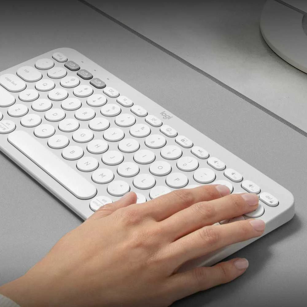Belaidė klaviatūra Logitech PEBBLE KEYS 2 K380S, Baltos spalvos, Išdėstymas: Šiaurės šalių (Qwerty)