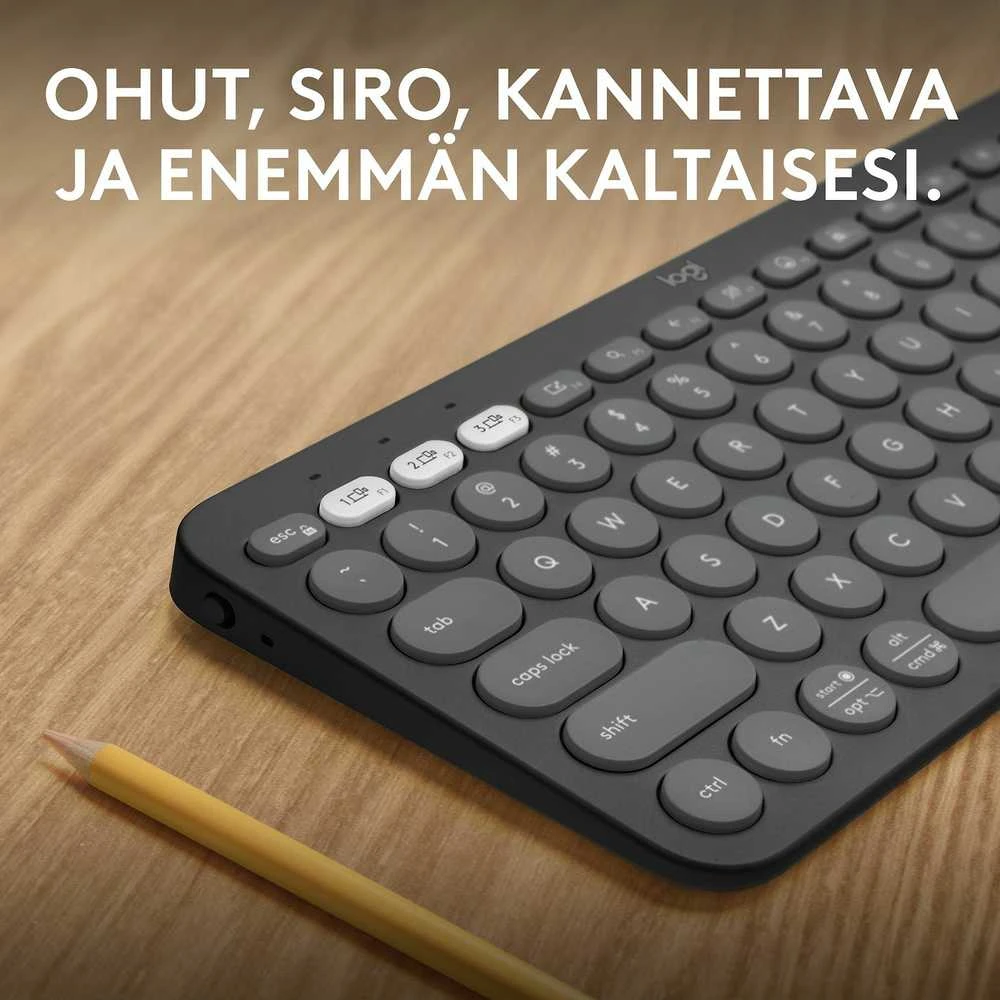 Belaidė klaviatūra Logitech PEBBLE KEYS 2 K380S, Grafito spalvos, Išdėstymas: Šiaurės šalių (Qwerty)