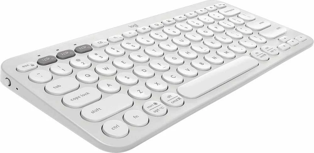 Belaidė klaviatūra Logitech PEBBLE KEYS 2 K380S, Baltos spalvos, Išdėstymas: Šiaurės šalių (Qwerty)