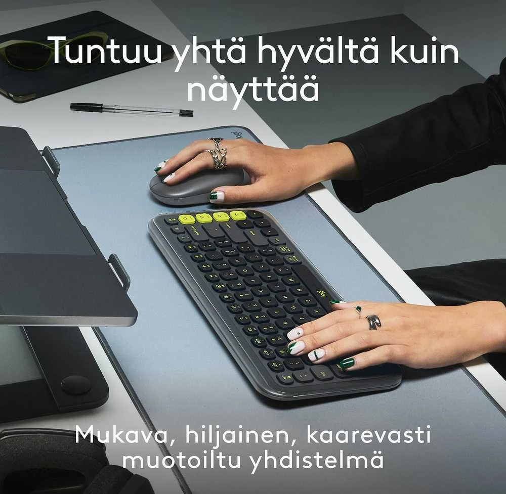Pelė „Logitech Pop Icon Combo Nordic“ klaviatūra, grafito spalvos