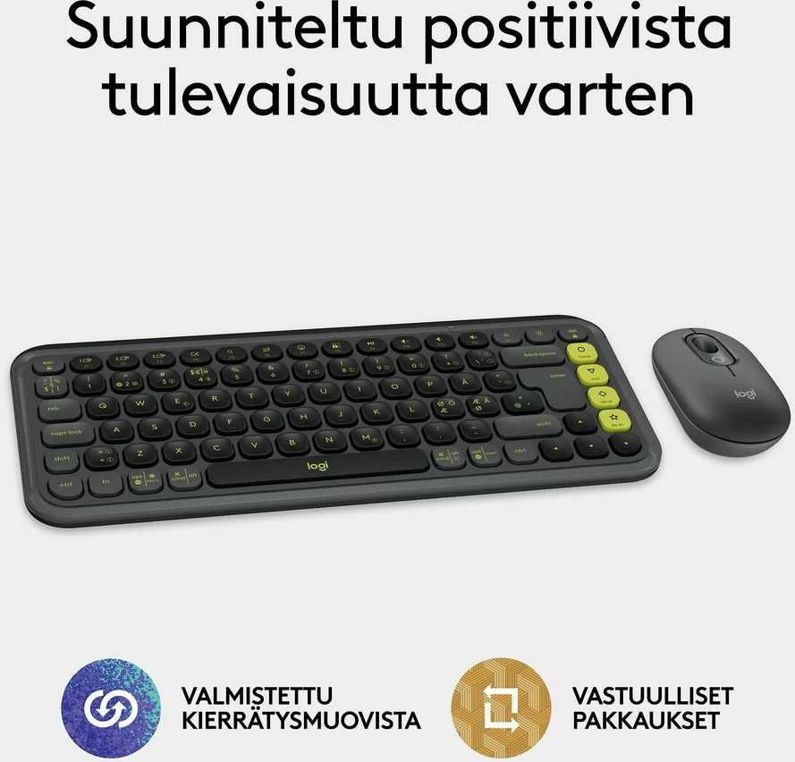 Pelė „Logitech Pop Icon Combo Nordic“ klaviatūra, grafito spalvos