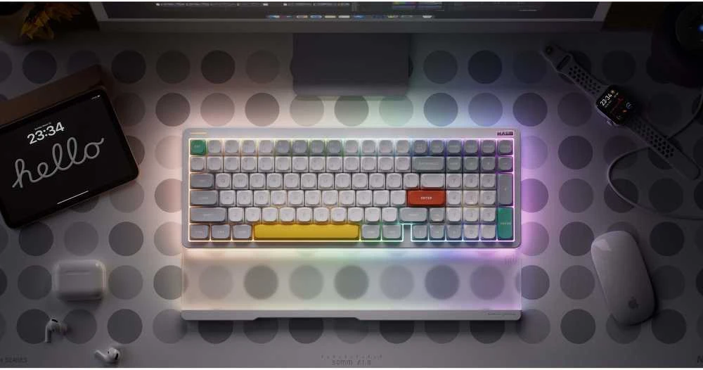 Klaviatūra NuPhy Halo96 V2 mekaaninen näppäimistö, Ionic Baltas, Raspberry-kytkimet