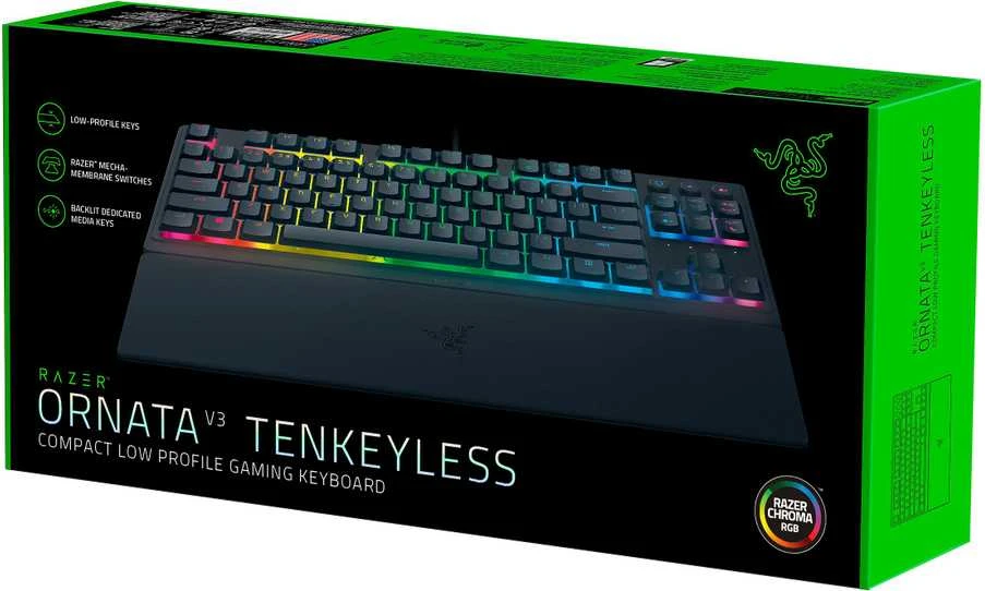 Razer | Ornata V3 Tenkeyless | Mechaninė klaviatūra žaidimams | su laidu | RGB LED pašvietimas | NORD | Juodas