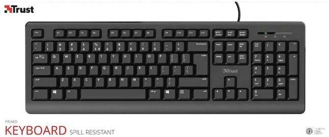 Klaviatūra Trust Computer Products „Trust Primo“, viso dydžio (100 %), laidinis, USB, membraninis, juodas