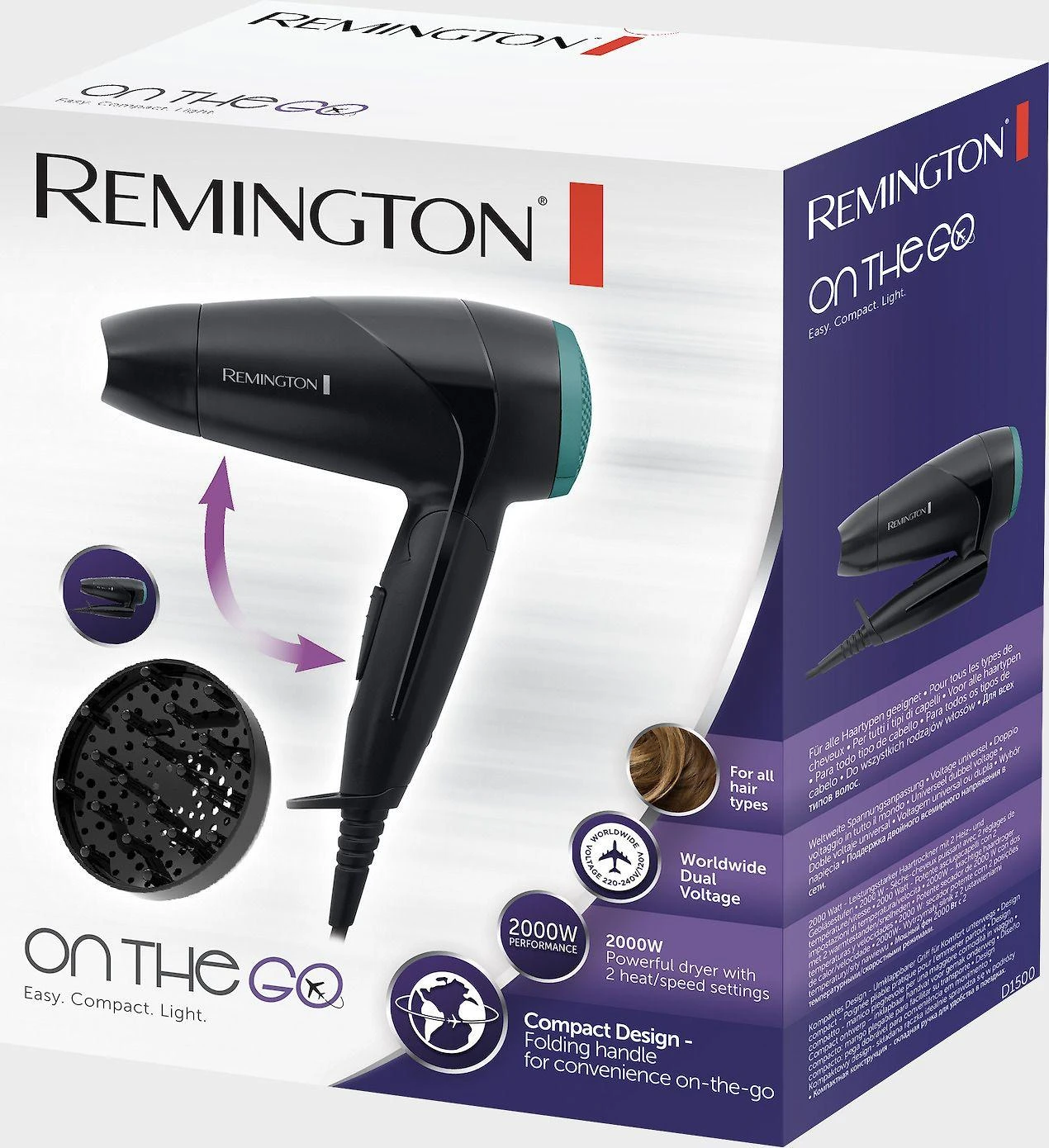 Plaukų džiovintuvas Remington D1500 Juoda, Žalia 2000 W
