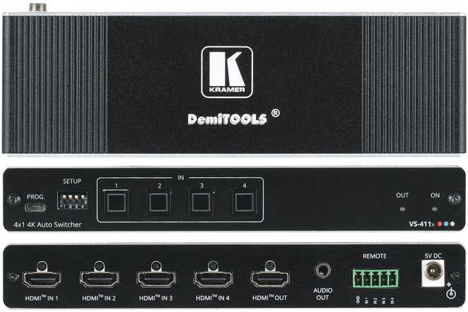 Kramer Electronics VS-411X, HDMI, Aliuminio, Juodas, 2160p, 17.82 Gbit/s, 4K Ultra HD