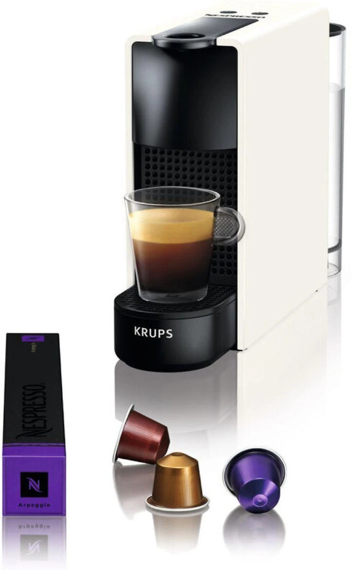 Kavos aparatas kapsulinis Krups Nespresso Essenza Mini XN1101 (1260W, baltos spalvos)