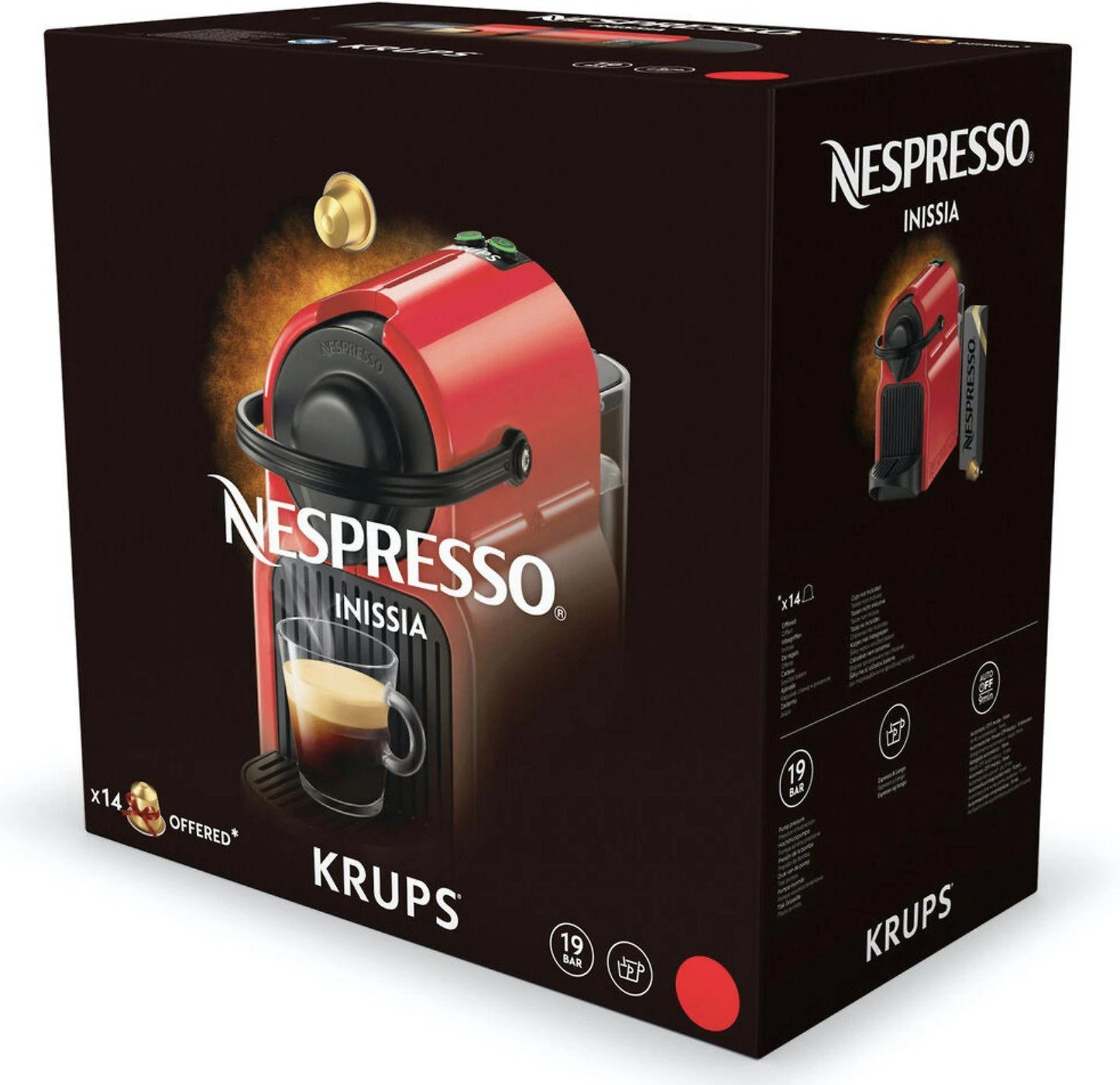 Kavos aparatas Krups XN1001 Inissia Nespresso Slėgis 19 bar, kapsulinis kavos virimo aparatas, 1260 W, Baltas
