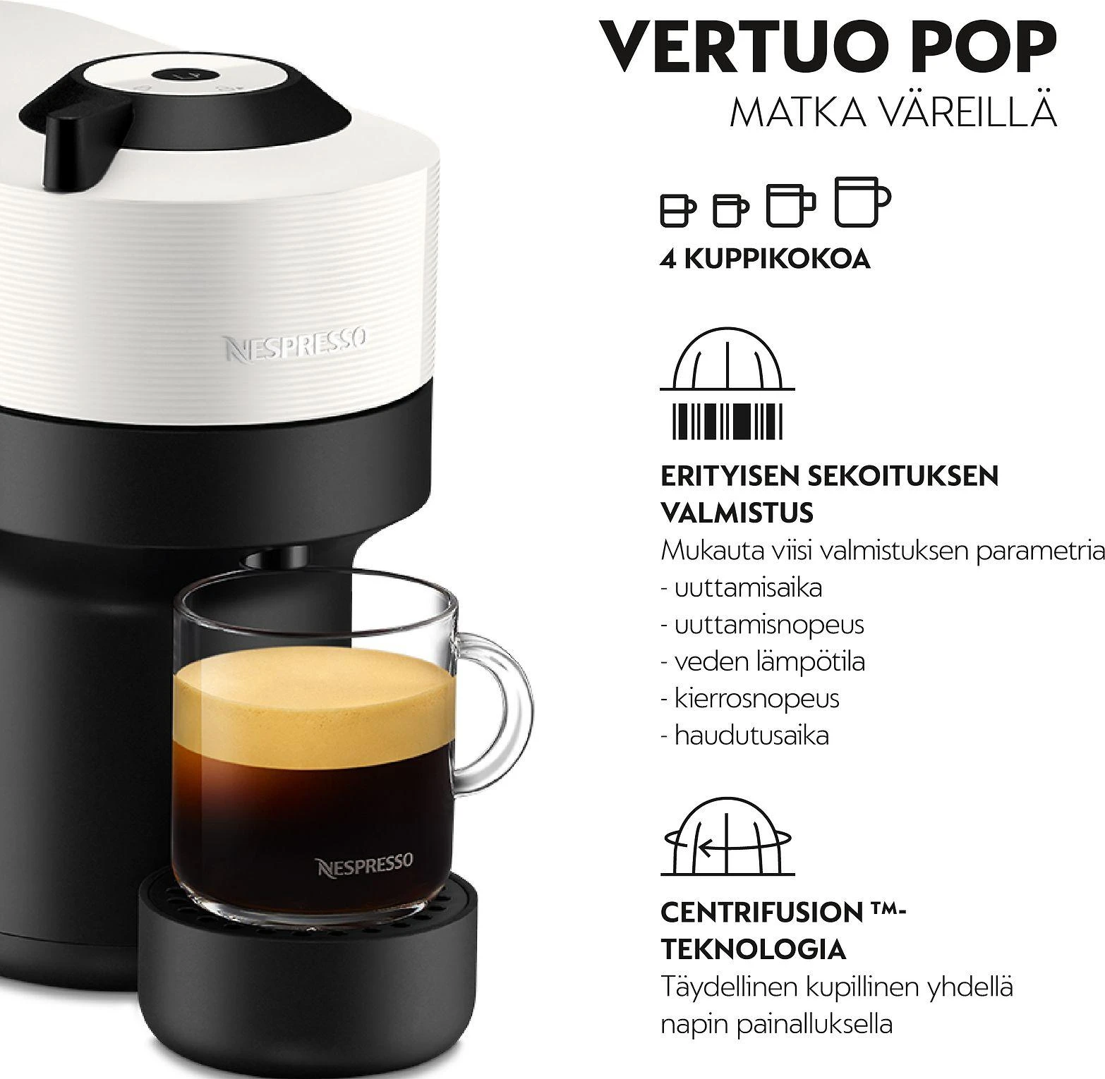 Kavos aparatas Krups Nespresso XN920110 Vertuo Pop kokoso baltas