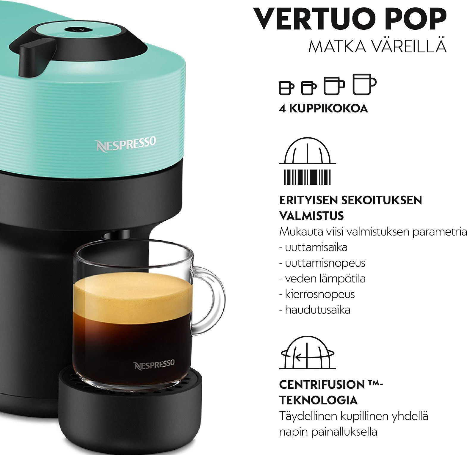Kavos aparatas Krups Nespresso XN920410 Vertuo Pop aqua mint