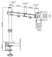 Laikiklis Mozi Basic Stand with Dual Joint -pöytäjalka yhdelle näytölle