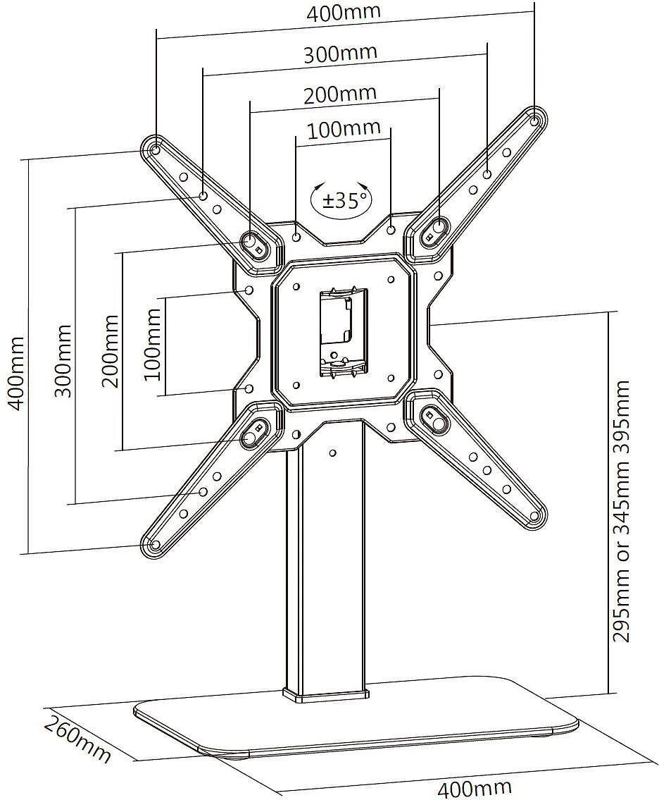 Laikiklis Fiber Mounts Mozi TS-2 Medium 23''-55'' - podstawa stołowa obrotowa televizoriui (LDT03-23MA)