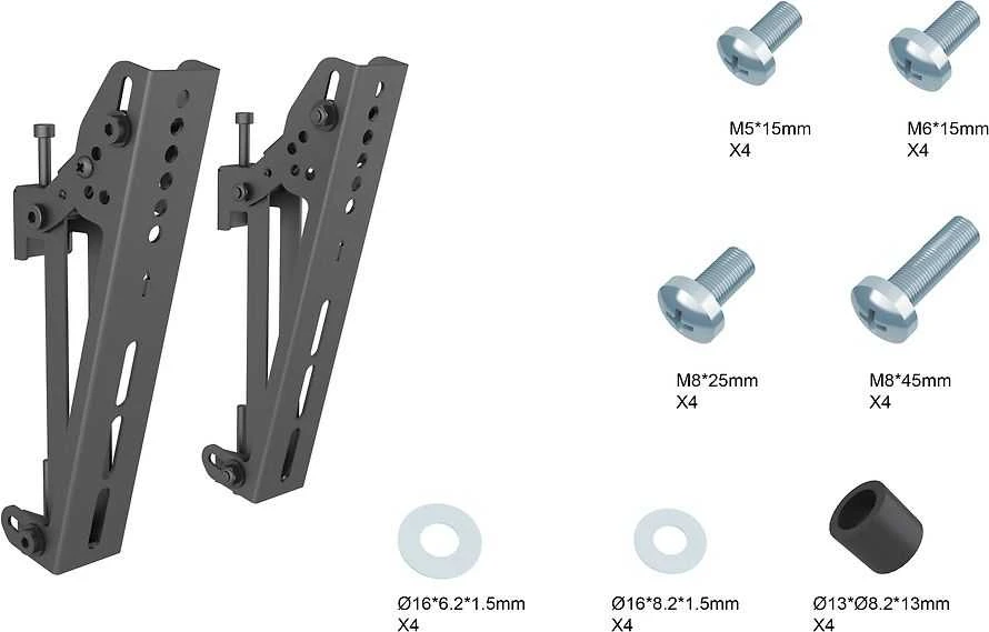 Laikiklis „Multibrackets M Pro“ serija – pakreipiamos svirtys 200 mm | VESA vertikaliai 75–200 | Maks. 30 kg | Juodas