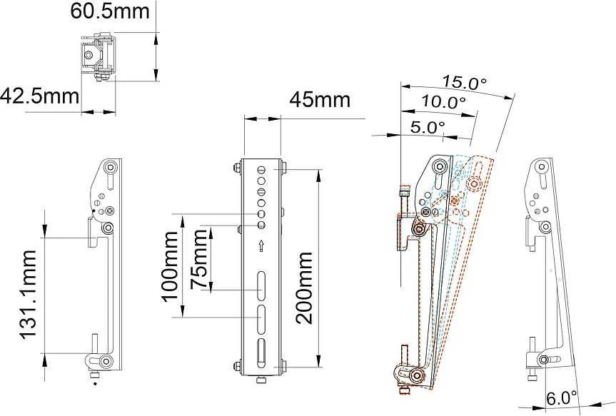 Laikiklis „Multibrackets M Pro“ serija – pakreipiamos svirtys 200 mm | VESA vertikaliai 75–200 | Maks. 30 kg | Juodas