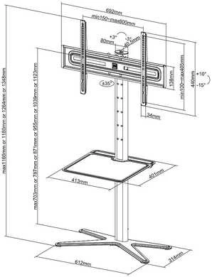 Laikiklis One For All Solid Turn 90 grindų stovas 32''–70''