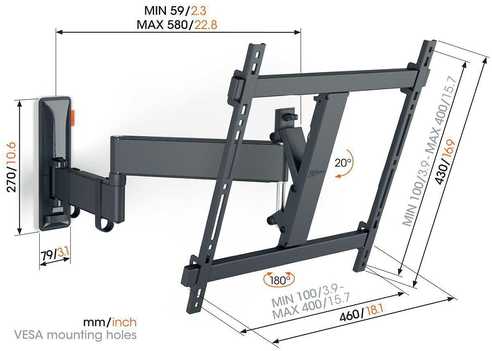 Laikiklis Vogels COMFORT TVM 3445 juodas Full Motion+Medium Wandhalterung