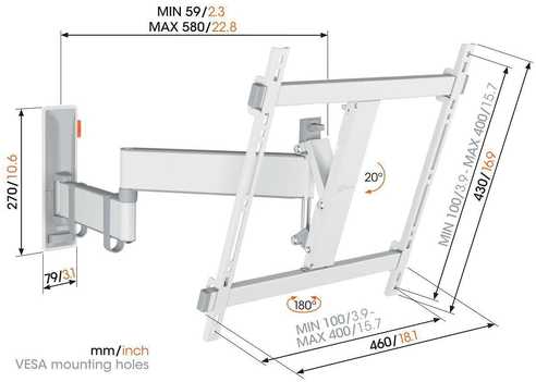 Laikiklis Vogels TVM 3445 Comfort Wandhalterung Weiss für TVs 32-65"