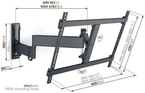 Laikiklis Vogel`s COMFORT Wandhalterung schwenkbar bis 77Zoll (TVM 3645)