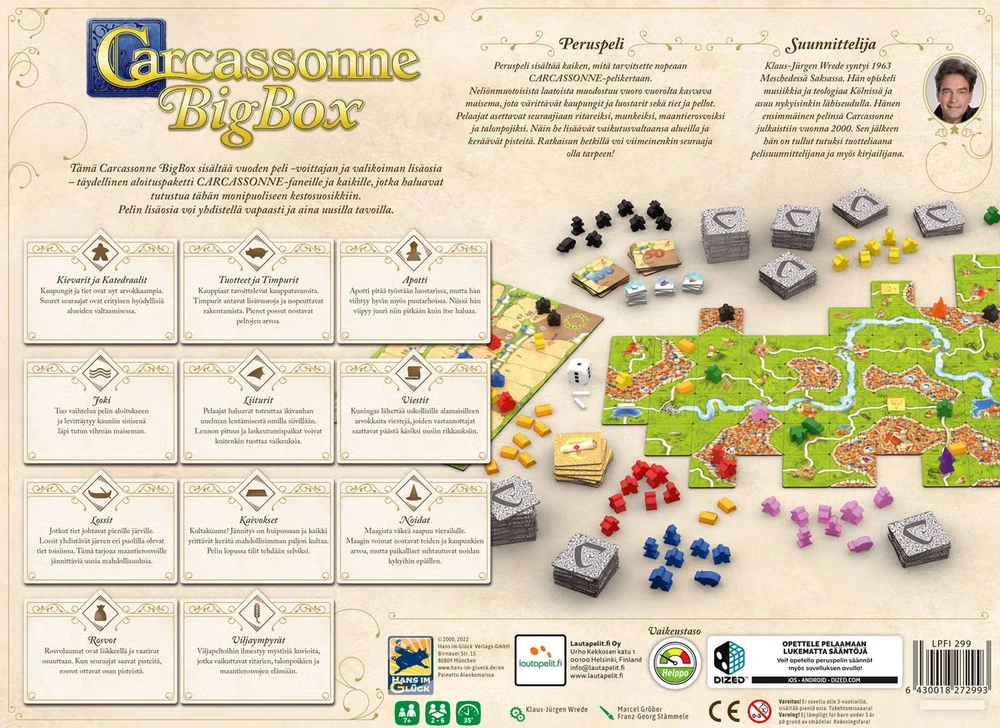 Stalo žaidimas Carcassonne Big Box (2025), suomių k.